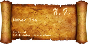 Neher Ida névjegykártya